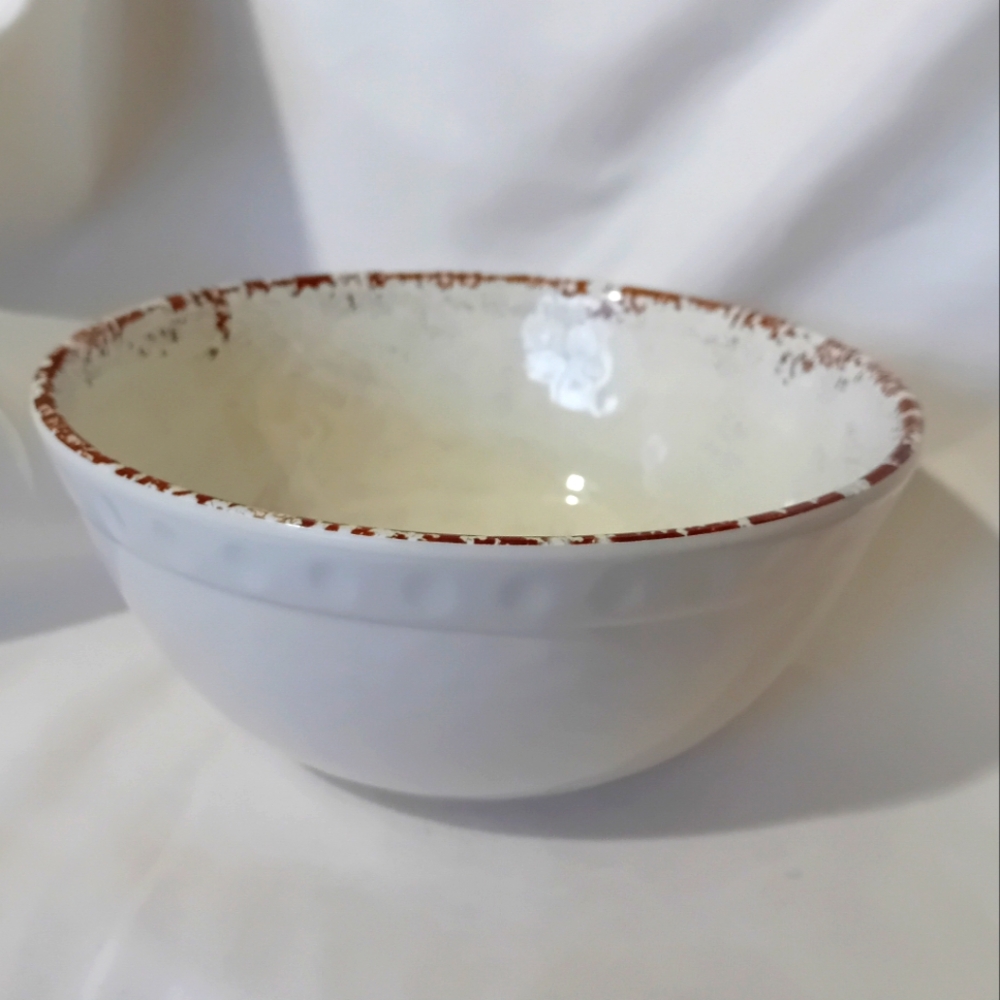 Williams Sonoma White and Brown Melamine Bowl 7"